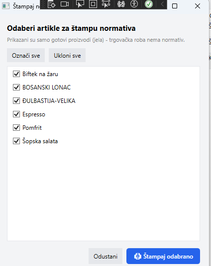 Izbor artikala za štampu normativa